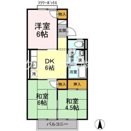 布津原ハイツAの物件間取画像